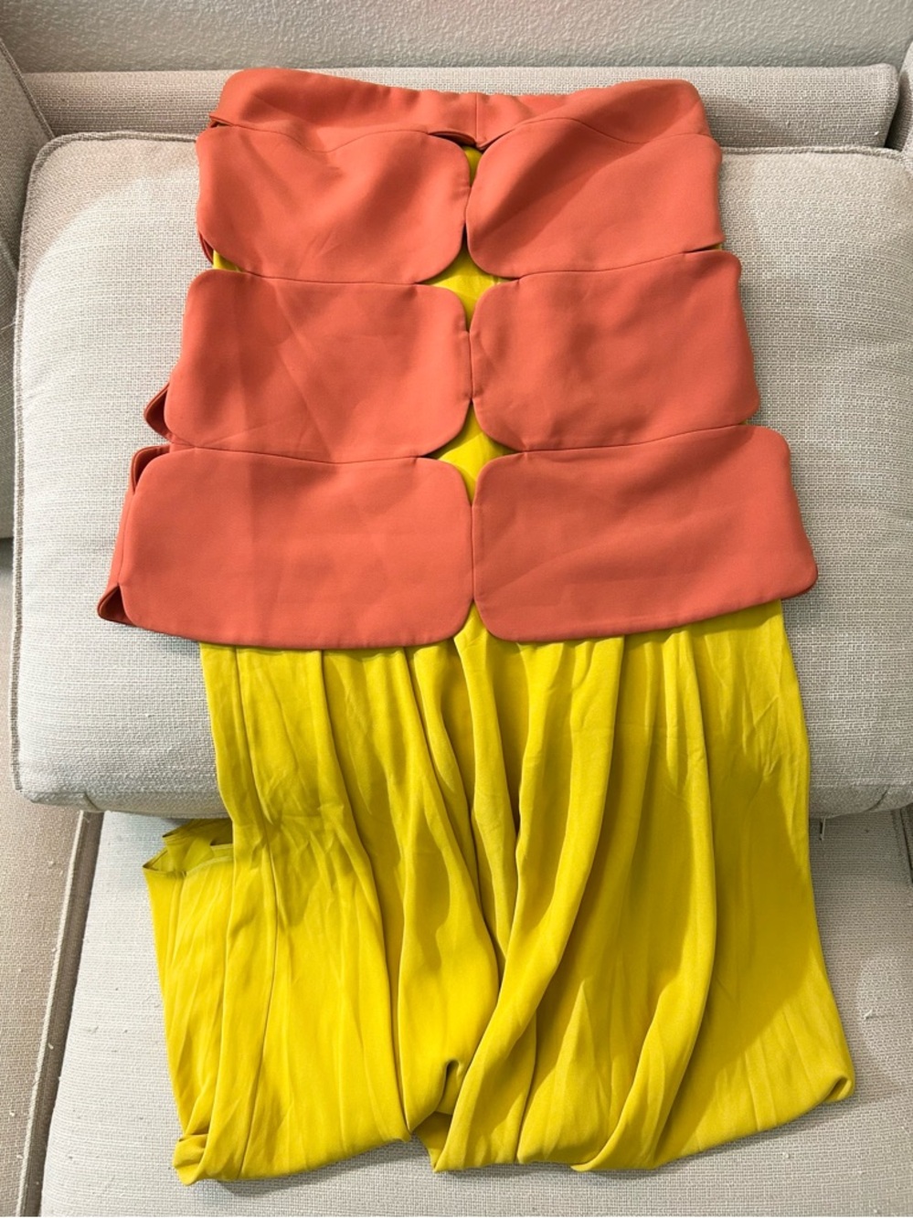 BEST Alexis Rasha Midi Dress Gown Terracotta Orange Yellow Pleated Cocktail Even - Picture 5 of 9